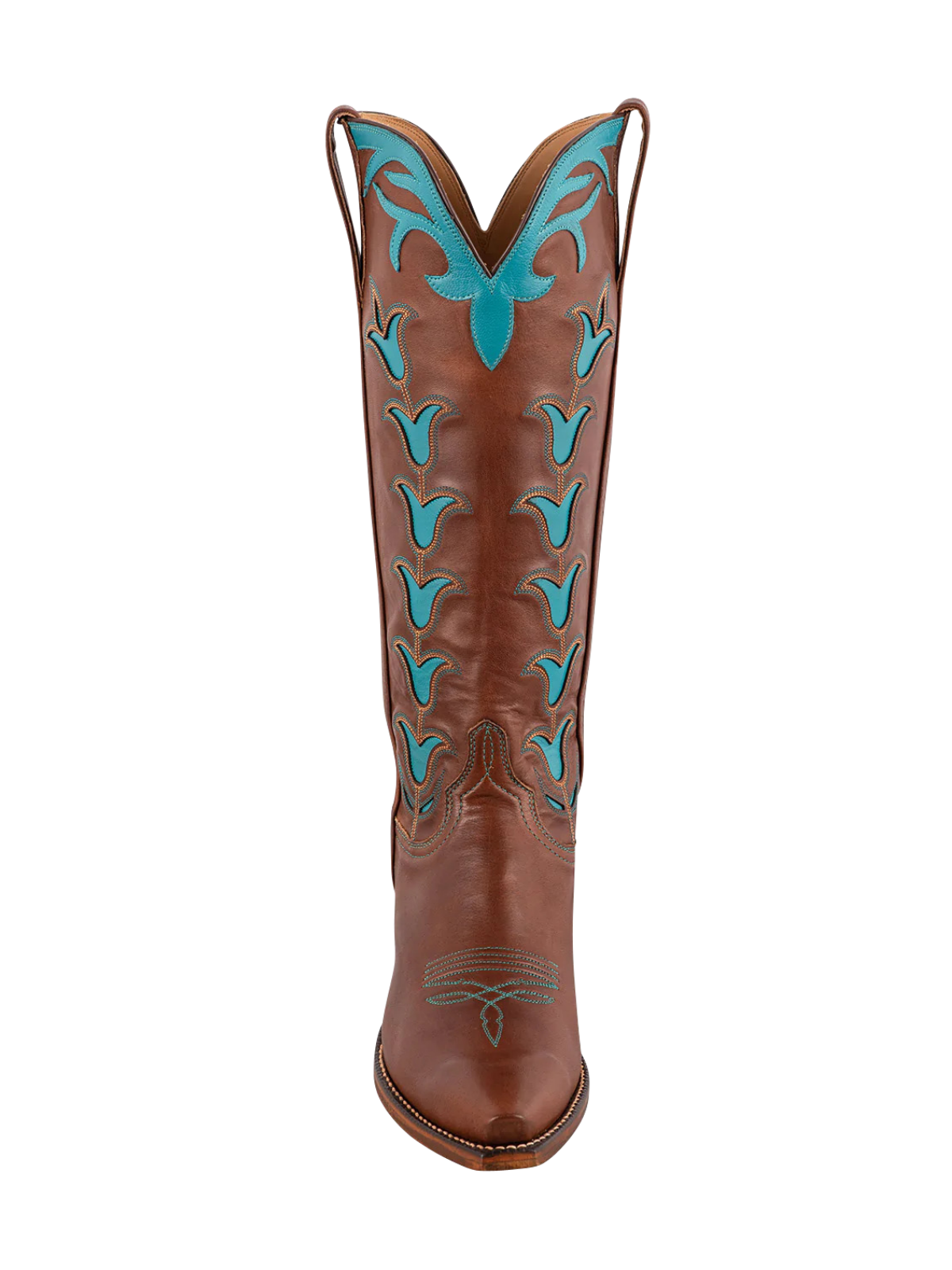 Chocolate Snip-Toe Tulip Inaly Wide Mid Calf Tall Cowgirl Boots