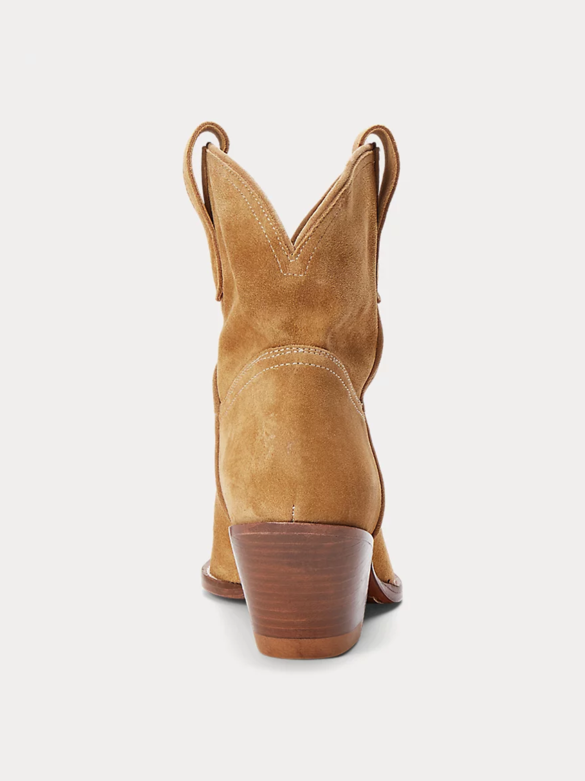 Caramel Faux Suede Almond-Toe Classic Wide Mid Calf Cowgirl Boots