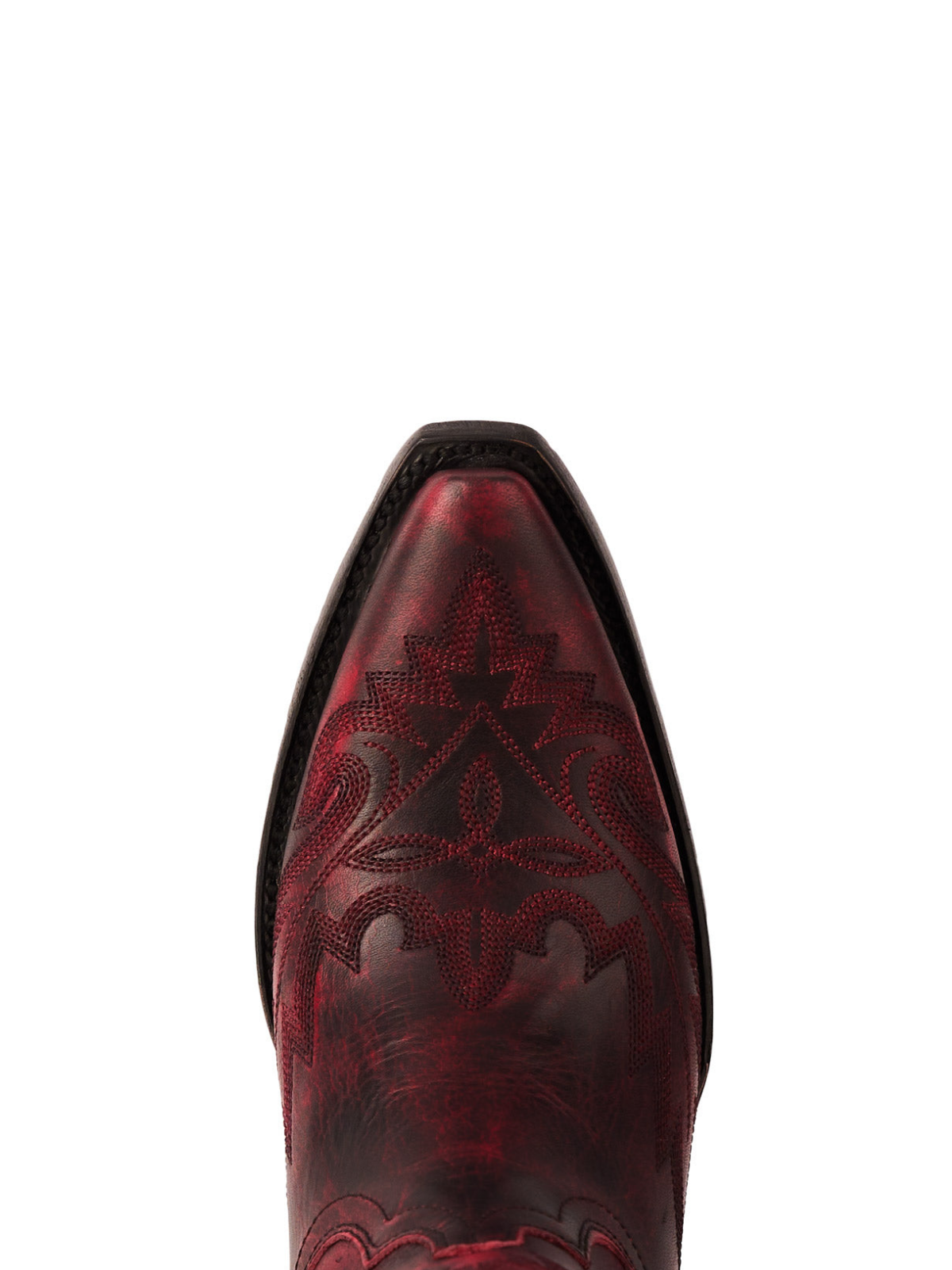 Western Snip-Toe Classic Embroidery Wide Mid Calf Cowgirl Boots - Dark Red