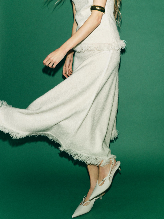 Bone Patent Pointed-Toe Thin Front Straps Slingback Kitten Heels