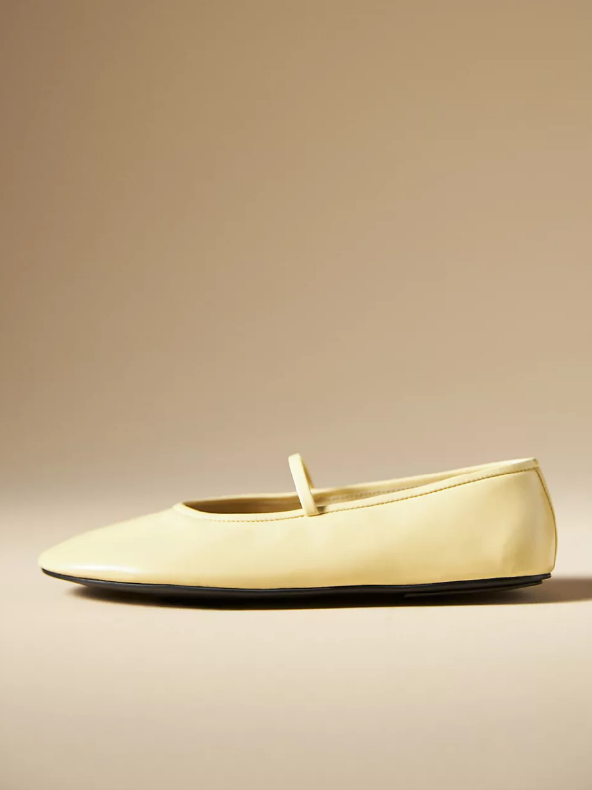 Yellow Round Toe Ballet Flats Mary Janes With Elastic Strap