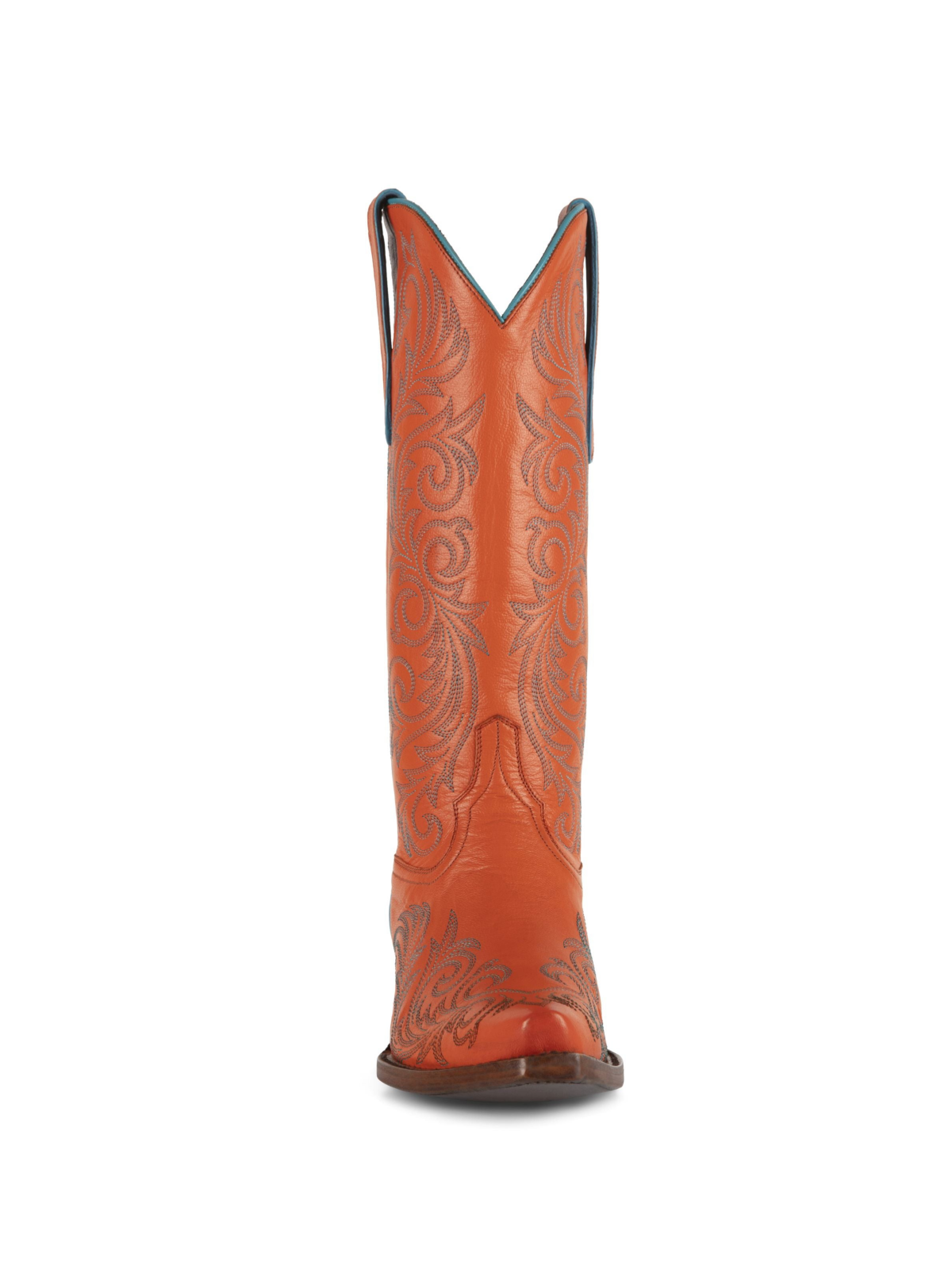 Orange Snip-Toe Embroidery Wide Mid Calf Cowgirl Tall Boots