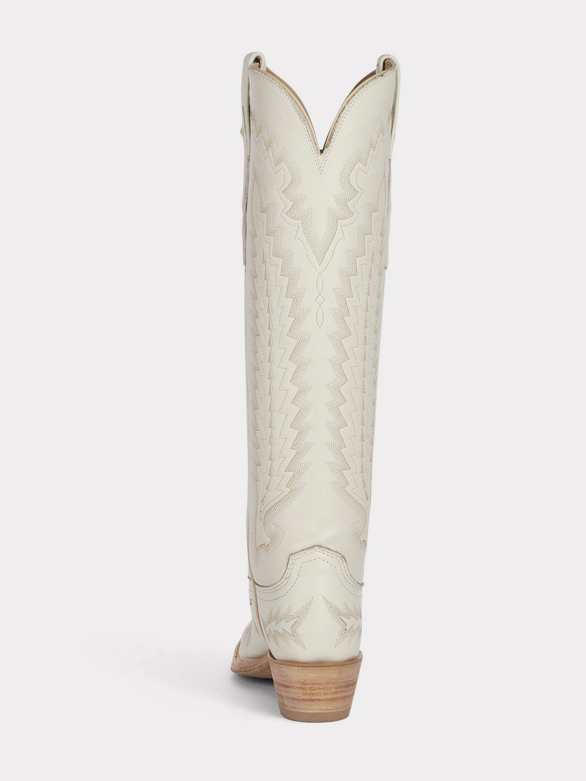 Snip-Toe Embroidery Wide Calf Knee High Tall Cowgirl Boots - Cream