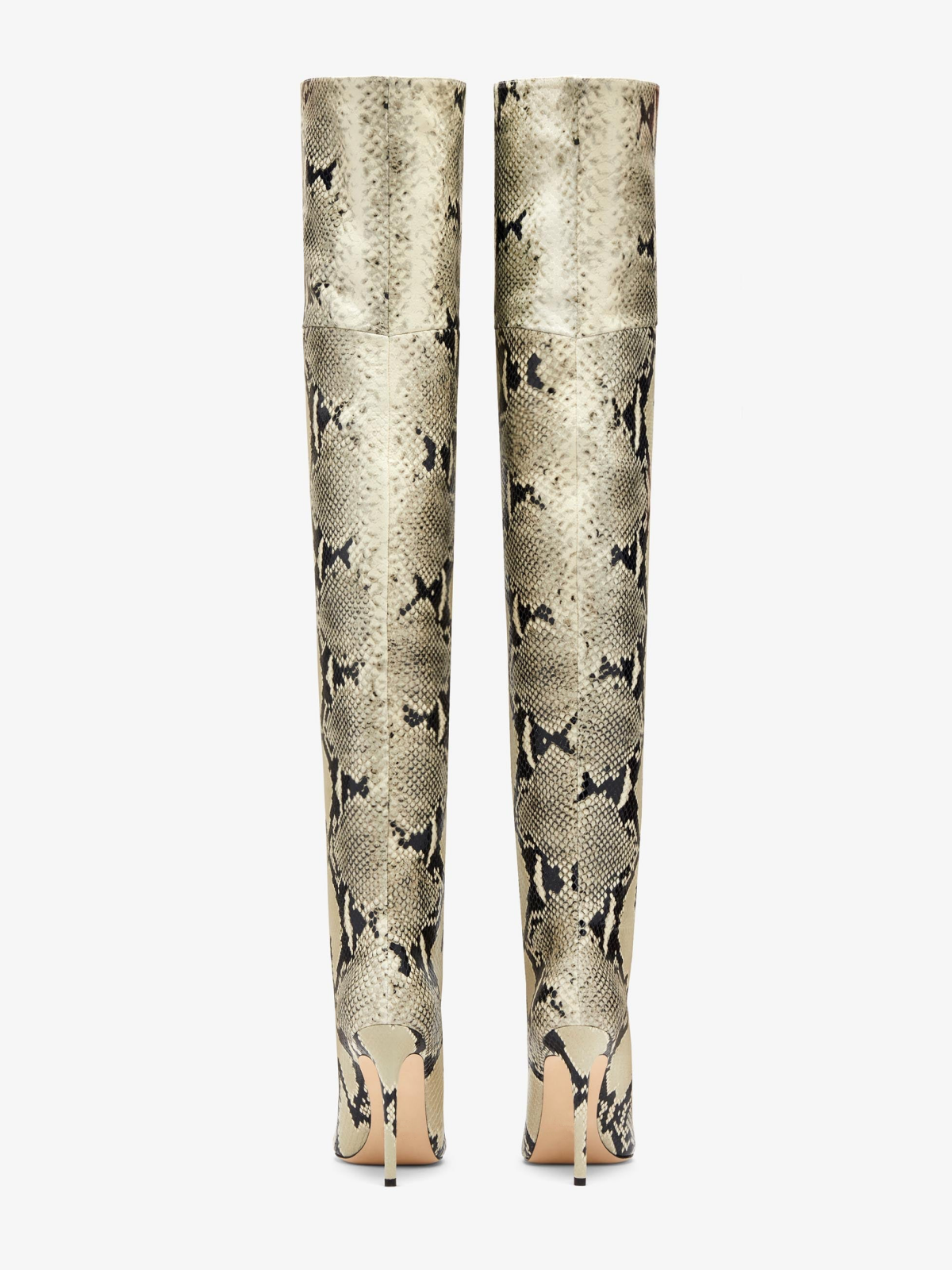 Snakeskin Pointed-Toe Wide Calf Over-The-Knee Tall Stiletto Boots