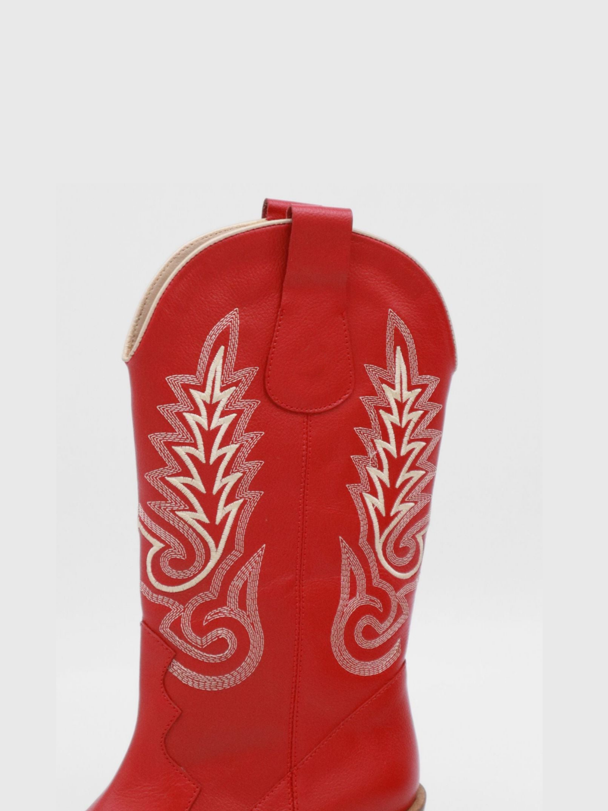 Red Pointed-Toe Embroidery Tall Wide Mid Calf Cowgirl Boots