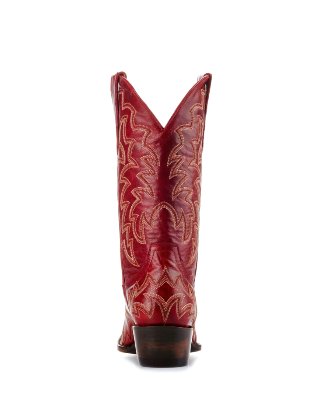 Dark Red Embroidery Snip-Toe Wide Mid Calf Cowboy Boots For Women