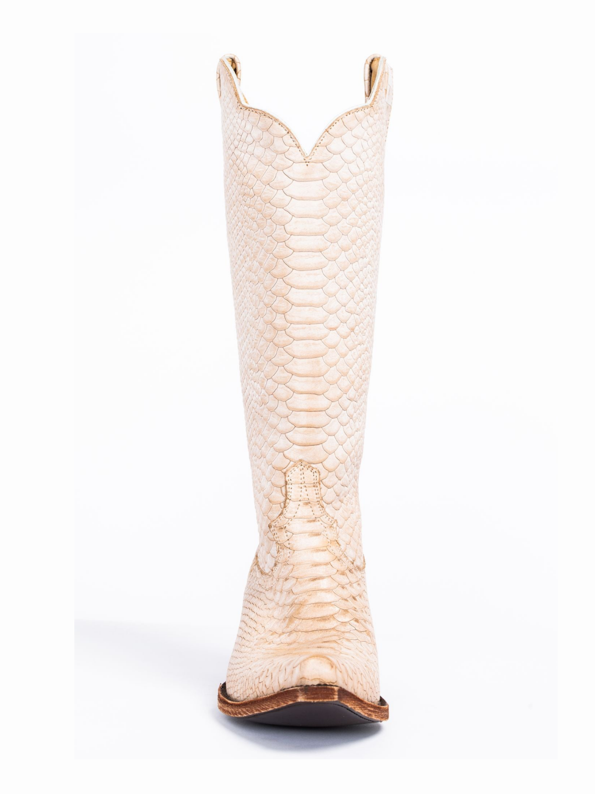 Ivory Snakeskin Snip-Toe Wide Mid Calf Tall Cowgirl Boots