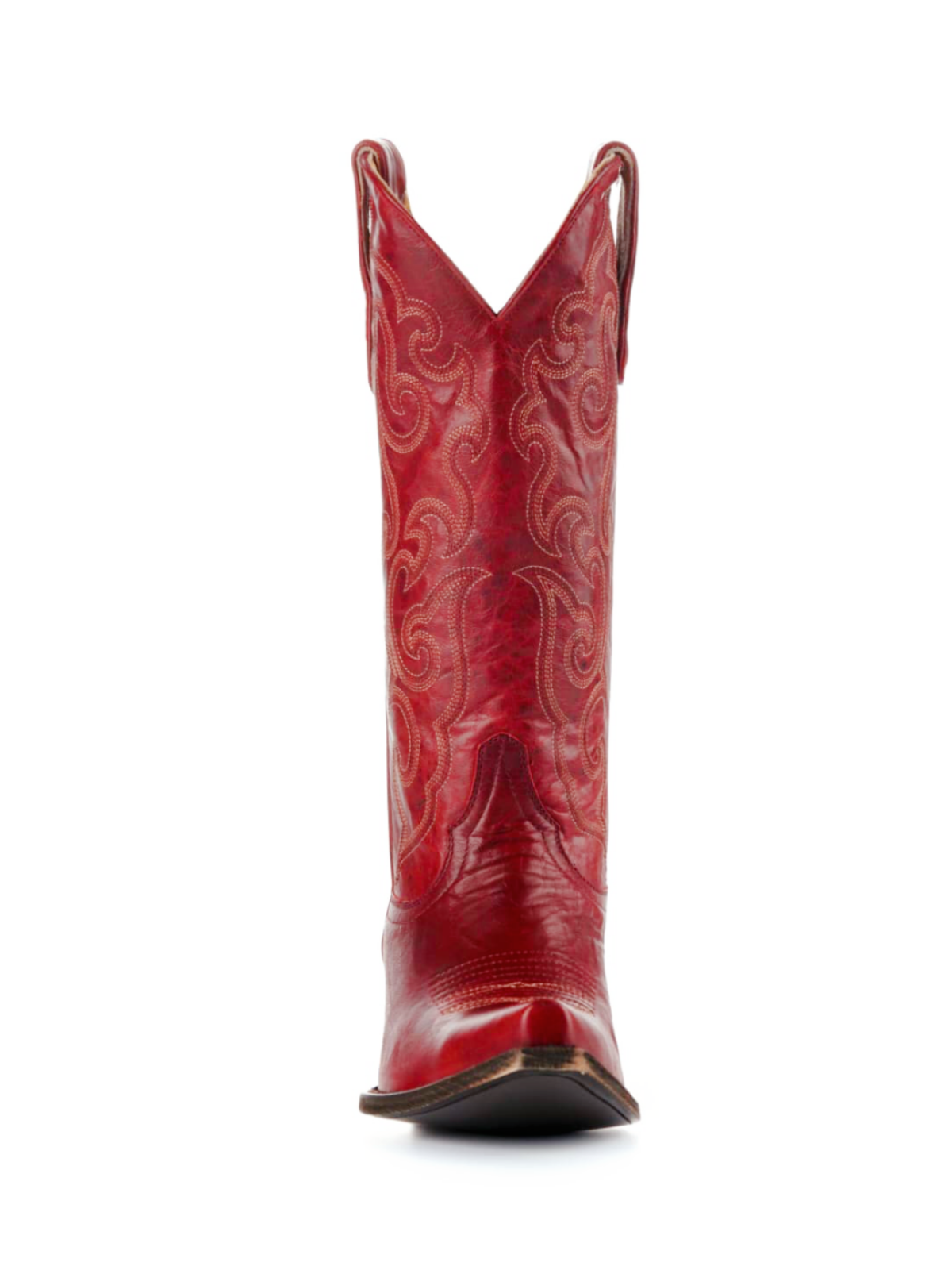 Embroidery Snip-Toe Wide Mid Calf Tall Cowgirl Boots - Red