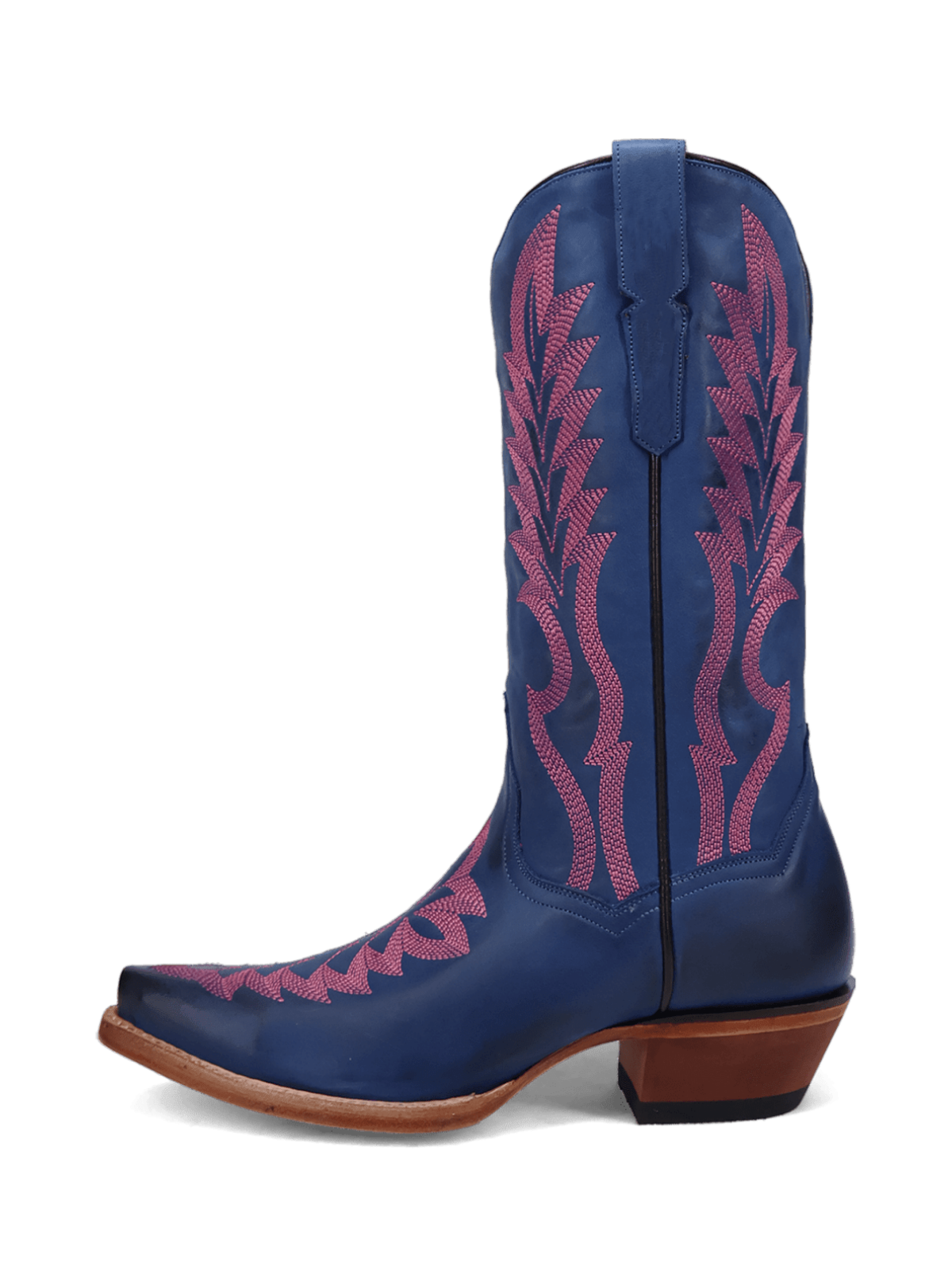 Blue Leaf Embroidery Snip-Toe Tall Wide Mid Calf Cowgirl Boots