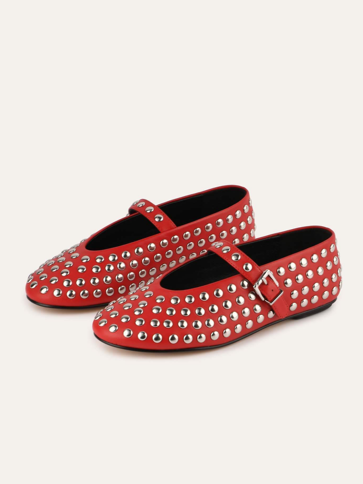 Women‘s Stud Casual Ballet Flats Mary Janes In Red