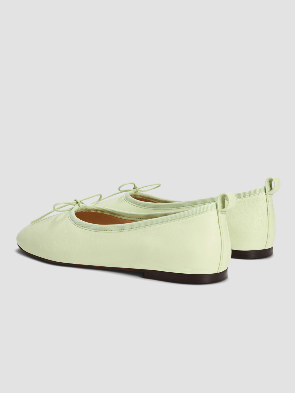 Women's Seafoam Green Vegan Leather Bow Ballet Flats With Square Toe