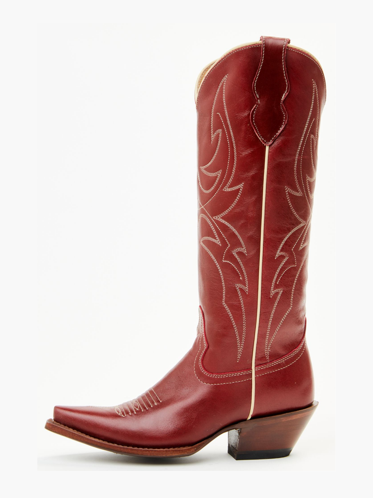 Brick Red Snip-Toe Embroidery Wide Mid Calf Tall Cowgirl Boots