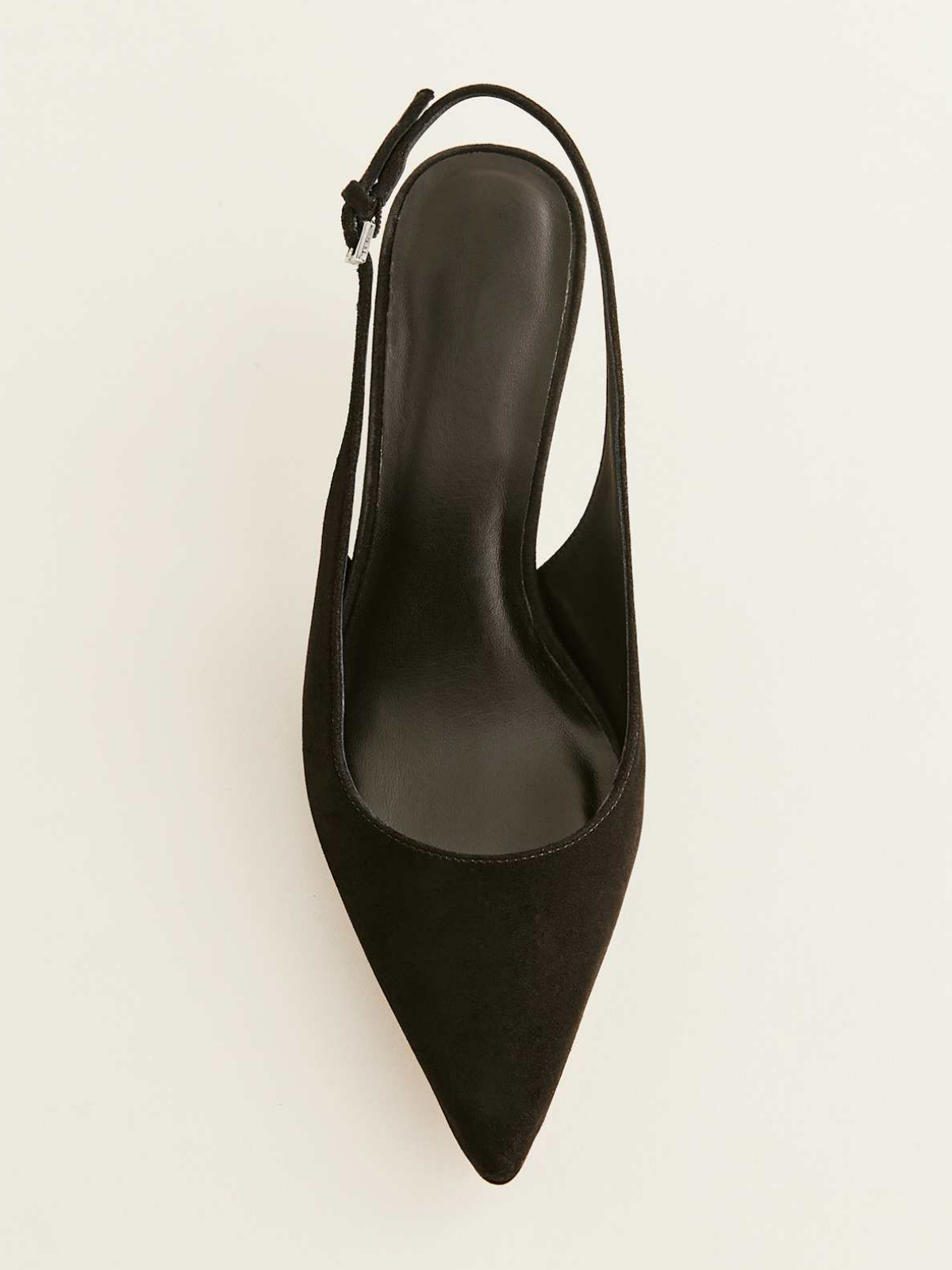 Black Faux Suede Pointed-Toe Slingback Pump Kitten Heels