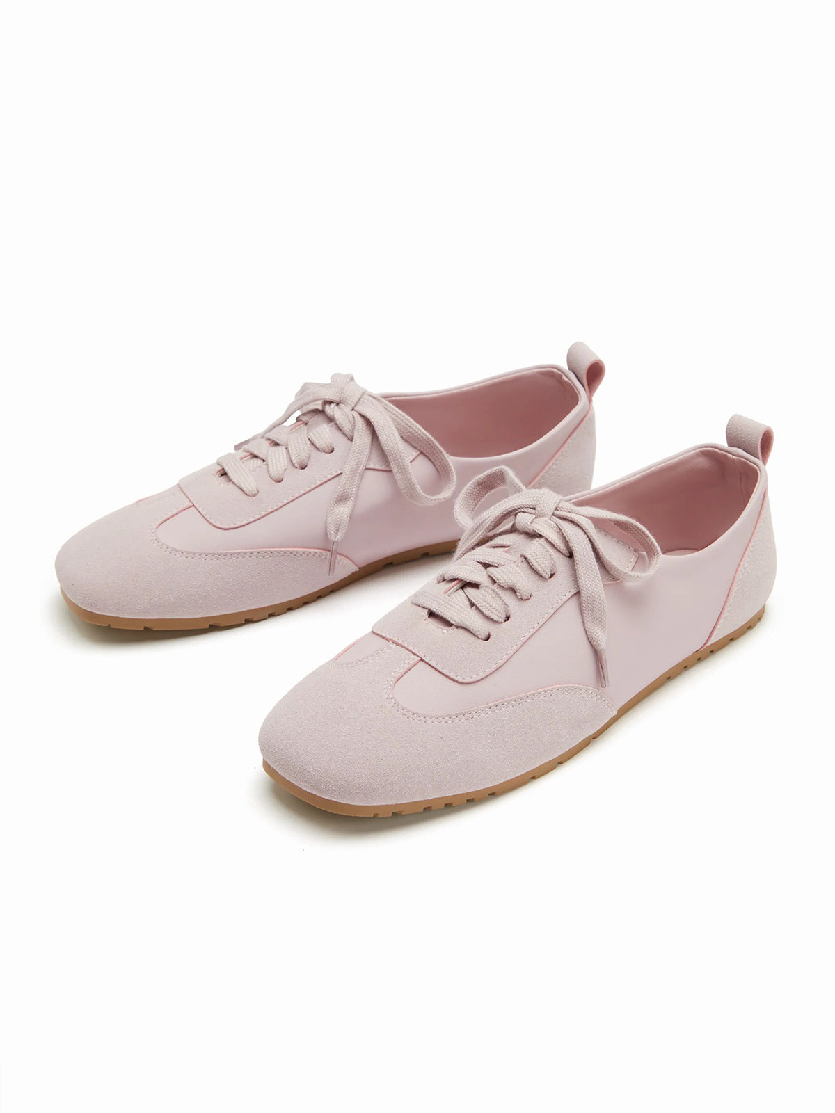 Gray Purple Cow Suede And Vegan Leather Square-Toe Lace-Up Sneakers