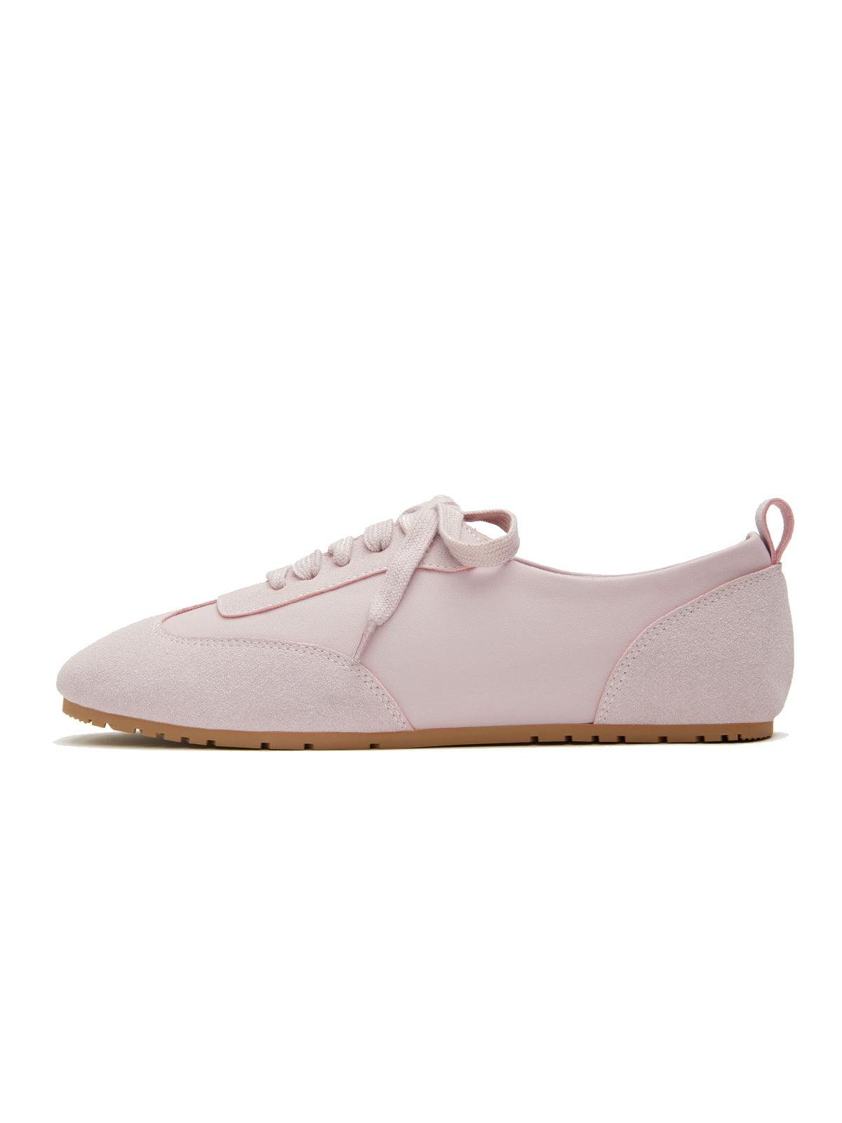 Gray Purple Cow Suede And Cow Leather Square-Toe Lace-Up Flats Sneakers