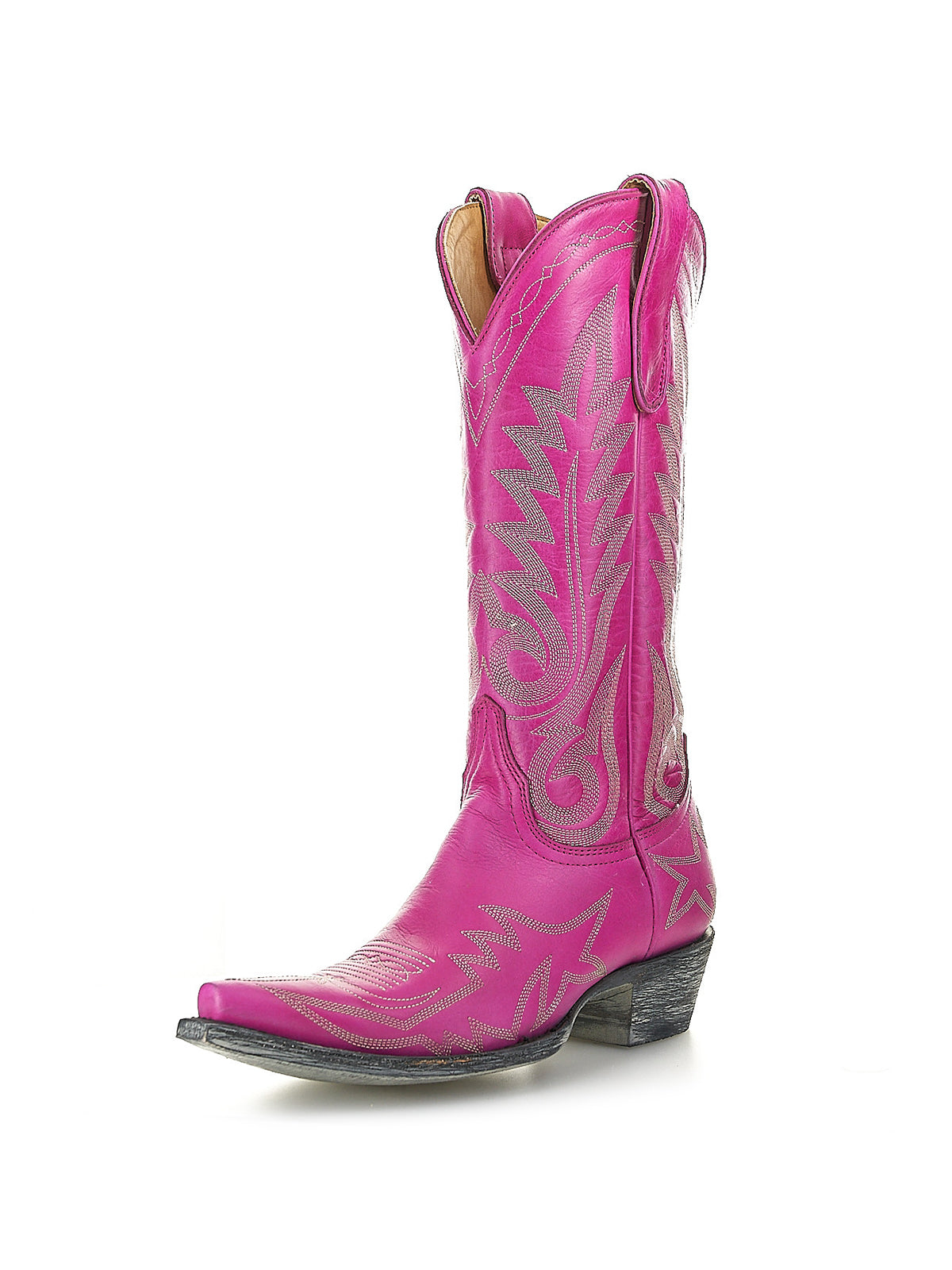 Chic Embroidery Snip-Toe Classic Mid Calf Cowgirl Boots - Pink