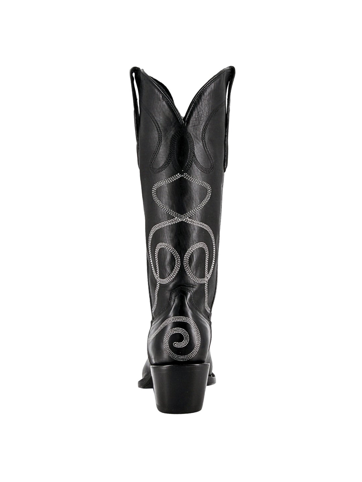 Black Snip-Toe Simple Embroidery Classic Mid Calf Cowgirl Boots