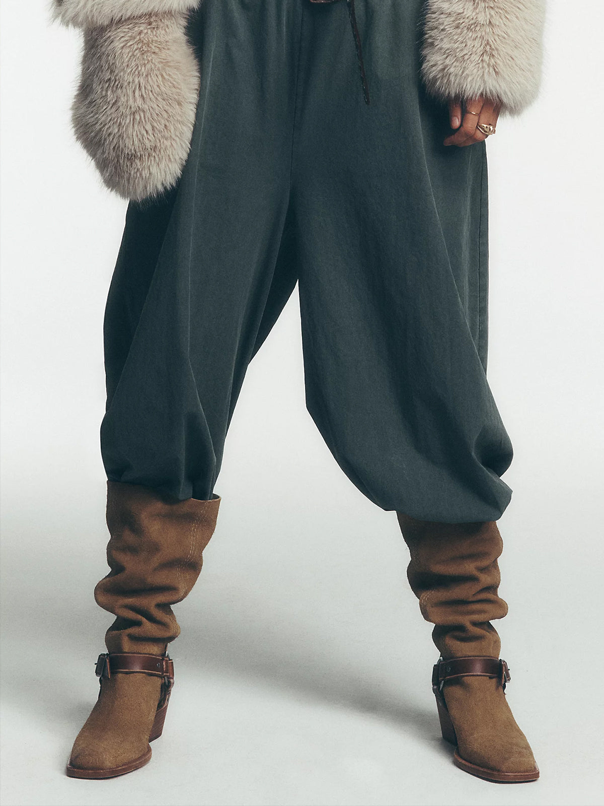 Beige Faux Suede Square-Toe Western Mid Calf Cowgirl Boots