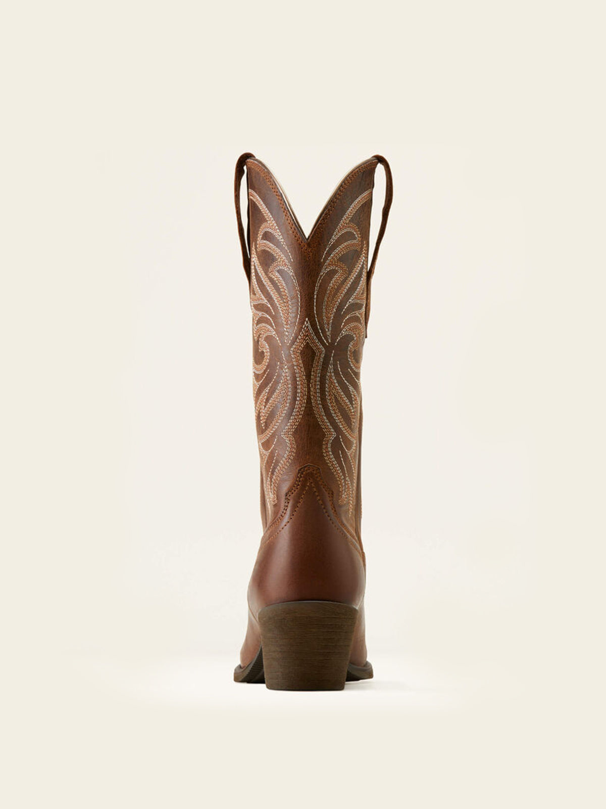 Mid Calf Almond-Toe Embroidery Cowgirl Boots - Brown