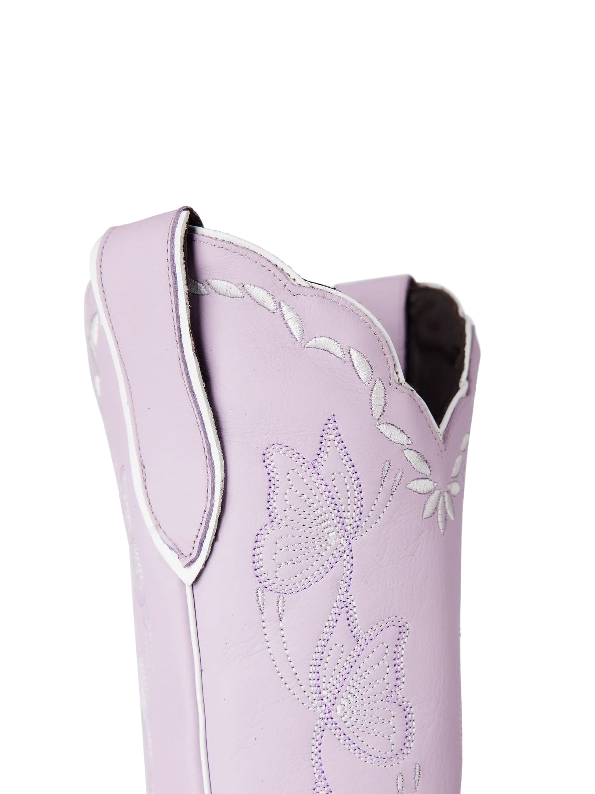 Almond-Toe Elegant Flowers Embroidery Knee High Half-Zip Cowgirl Boots - Lavender