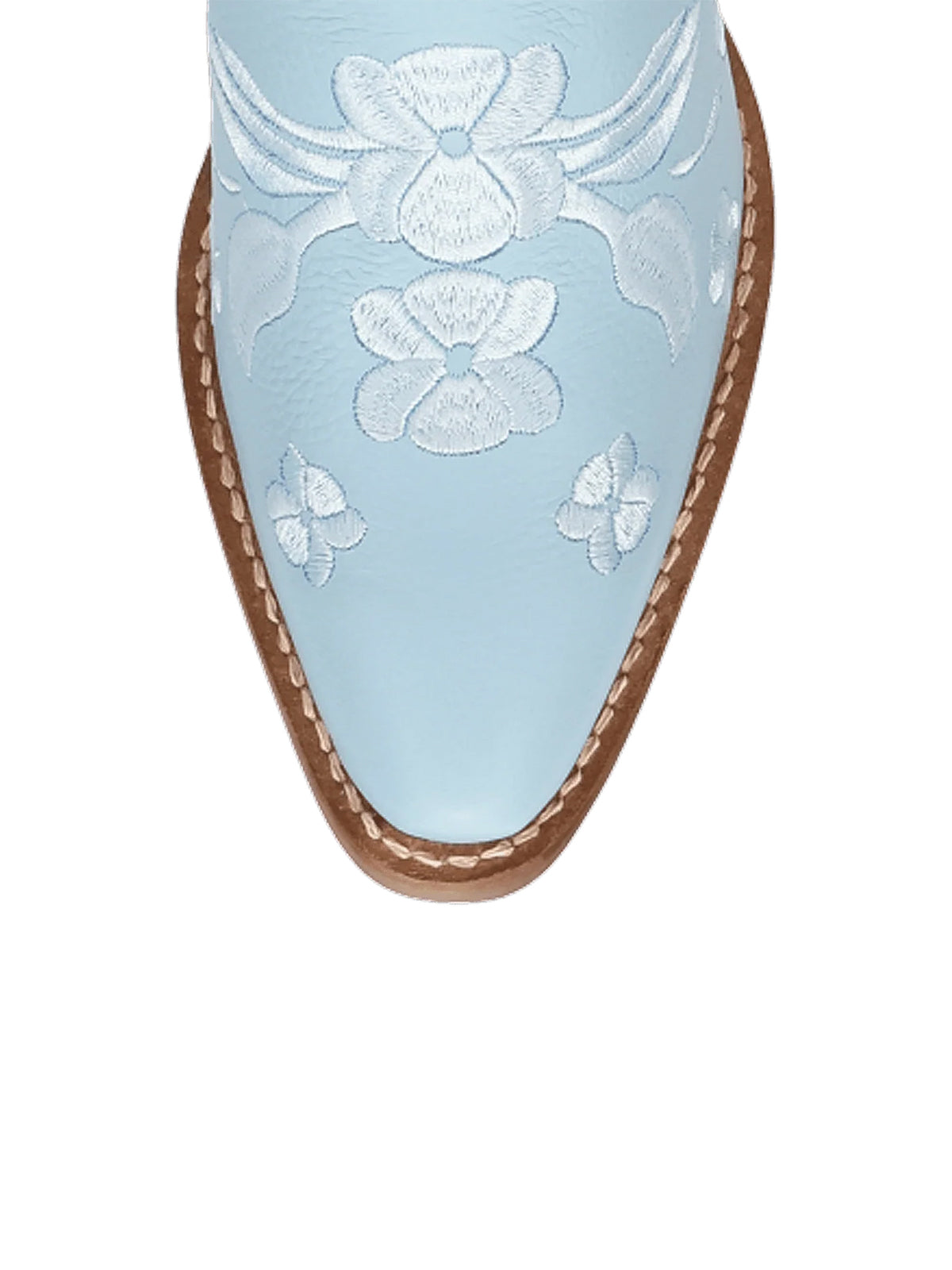 Flowers Embroidery Snip-Toe Mid Calf Cowgirl Boots - Blue