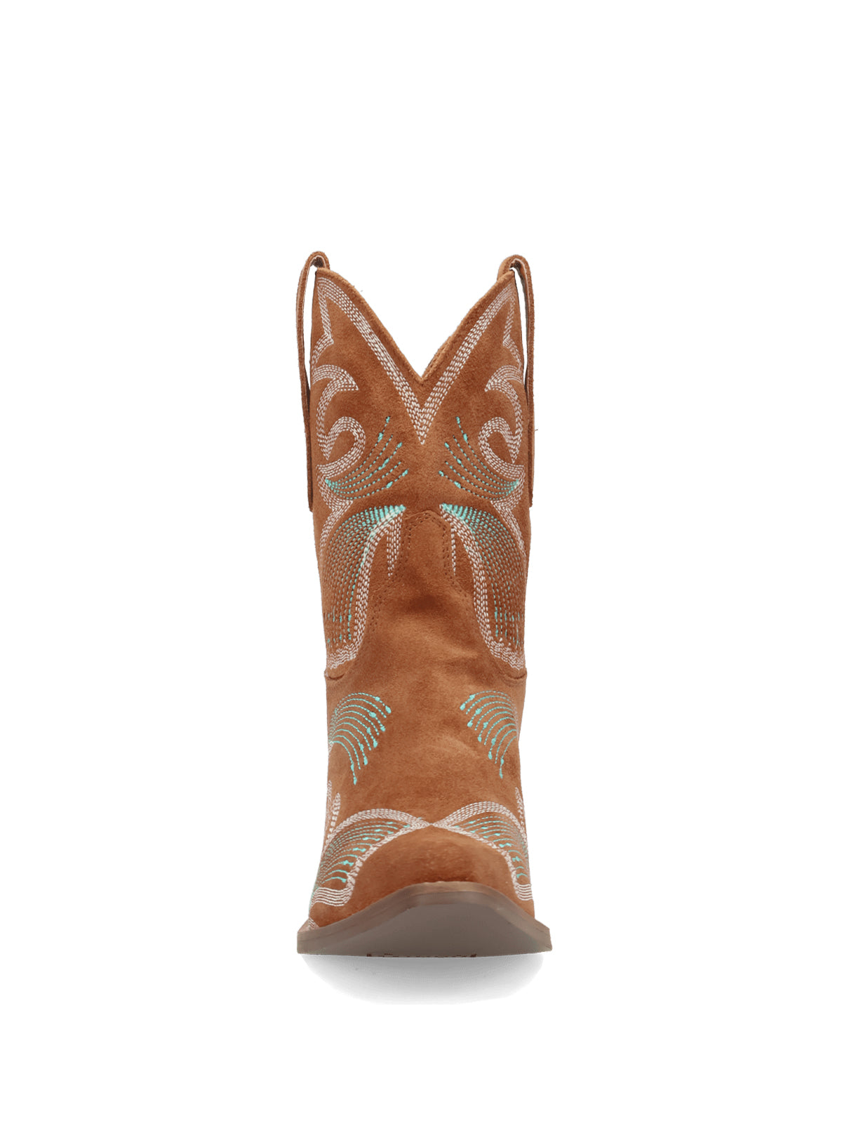 Brown Faux Suede Snip-Toe Delicate Embroidery Ankle Cowgirl Boots