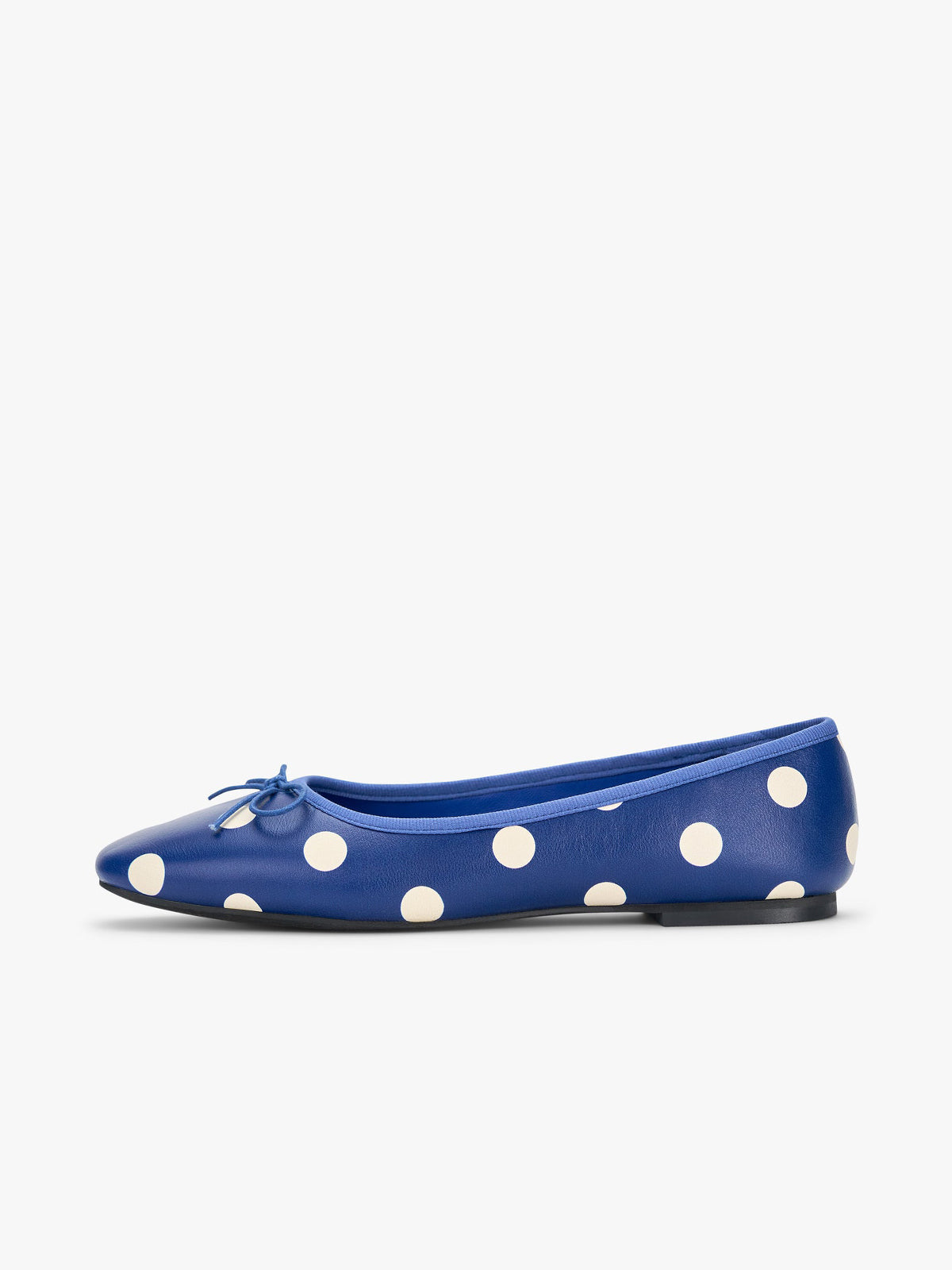 Blue Square-Toe Chic Front Bow Classic Slip-On Ballet Flats