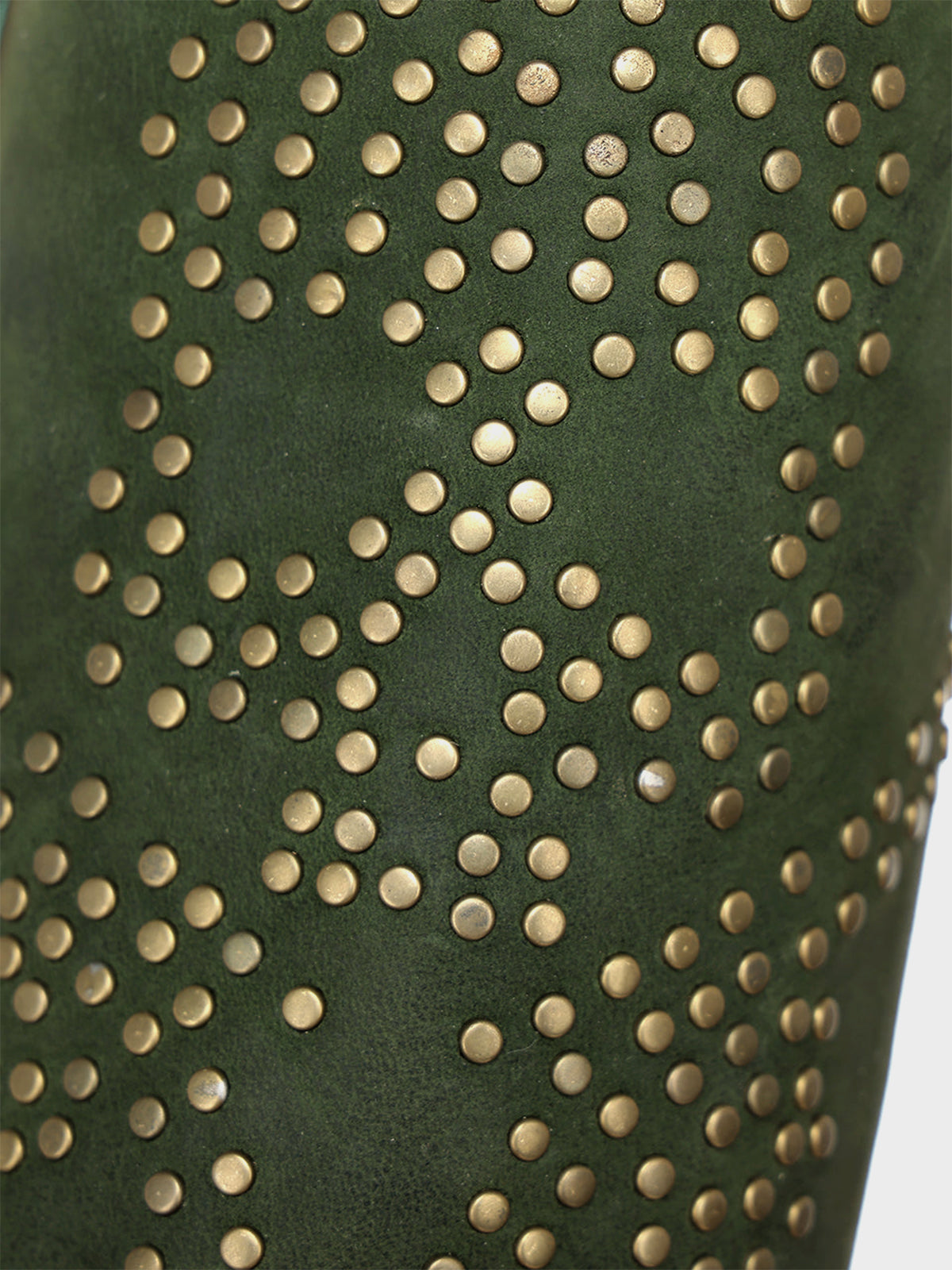 Green Snip-Toe Skull Design With Studs Mid Calf Cowgirl Boots