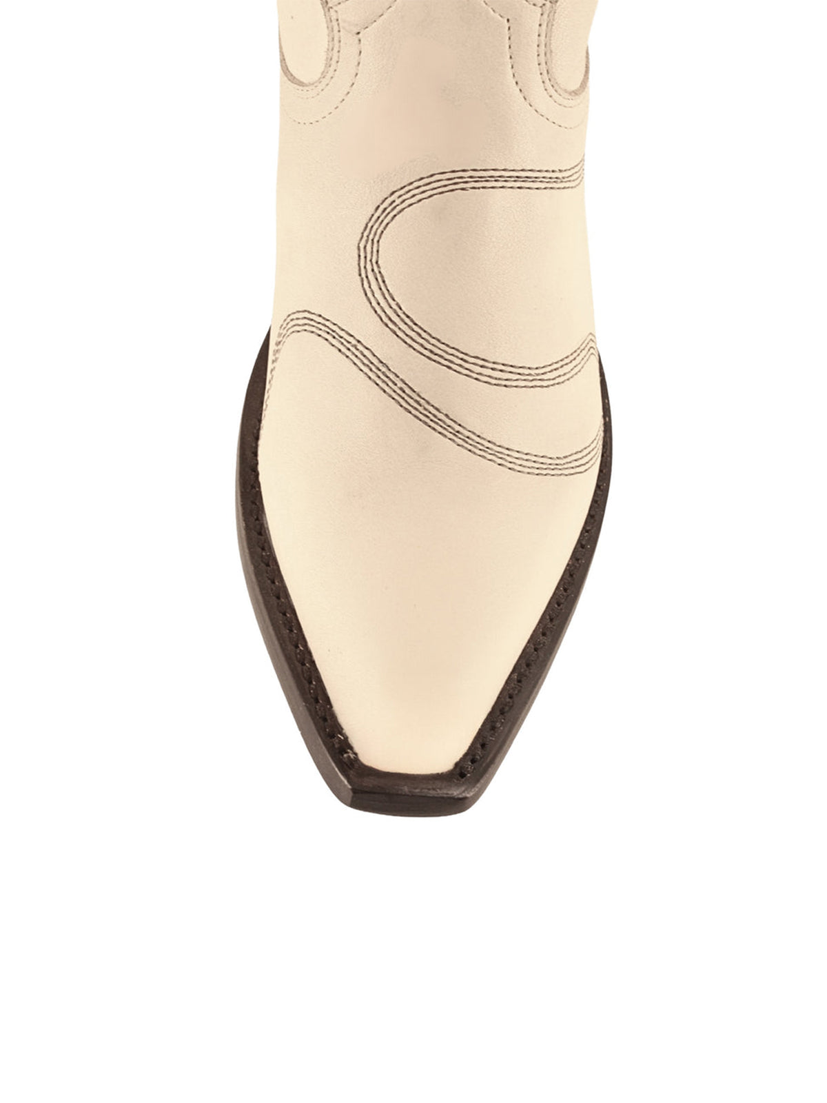 Bone Snip-Toe Simple Embroidery Classic Mid Calf Cowgirl Boots
