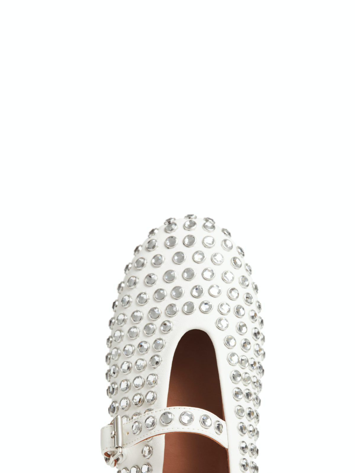 Cute White Sparkle Rhinestone Strass Ballet Flats Mary Janes