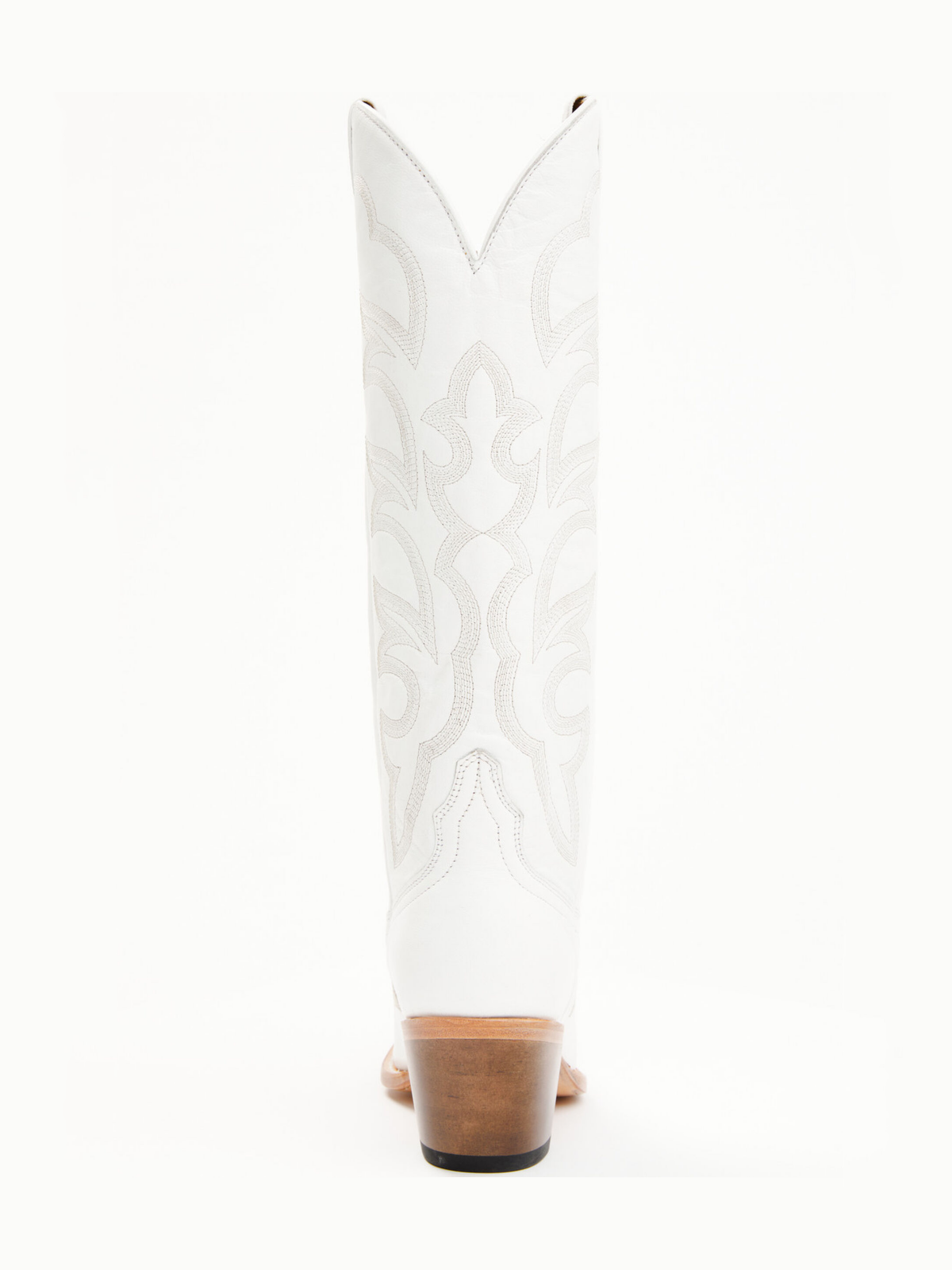 White Embroidery Snip-Toe Tall Wide Mid Calf Cowboy Boots For Women