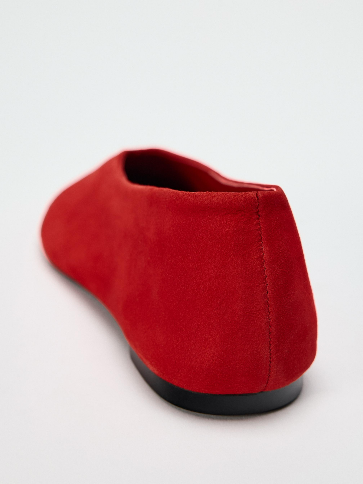 Red Faux Suede Round-Toe Ballet Flats