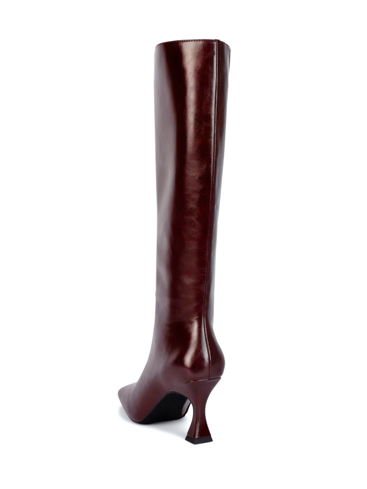 Square-Toe Full-Zip Mid Calf Stiletto Boots - Brown