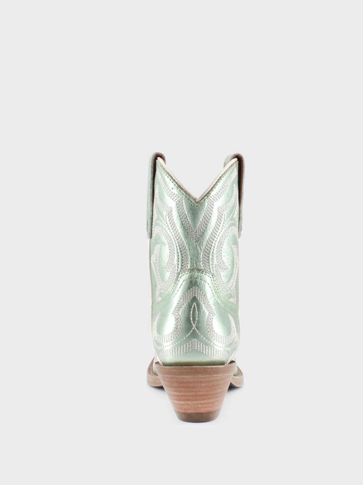 Embroidery Snip-Toe Wide Mid Calf Western Boots For Women - Metallic Mint Green