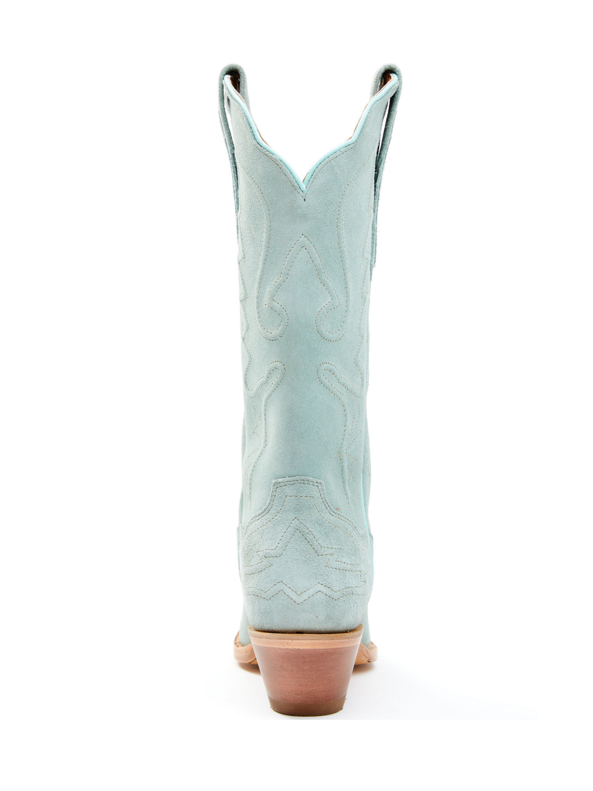 Light Green Faux Suede Embroidery Snip-Toe Tall Wide Mid Calf Western Boots For Women