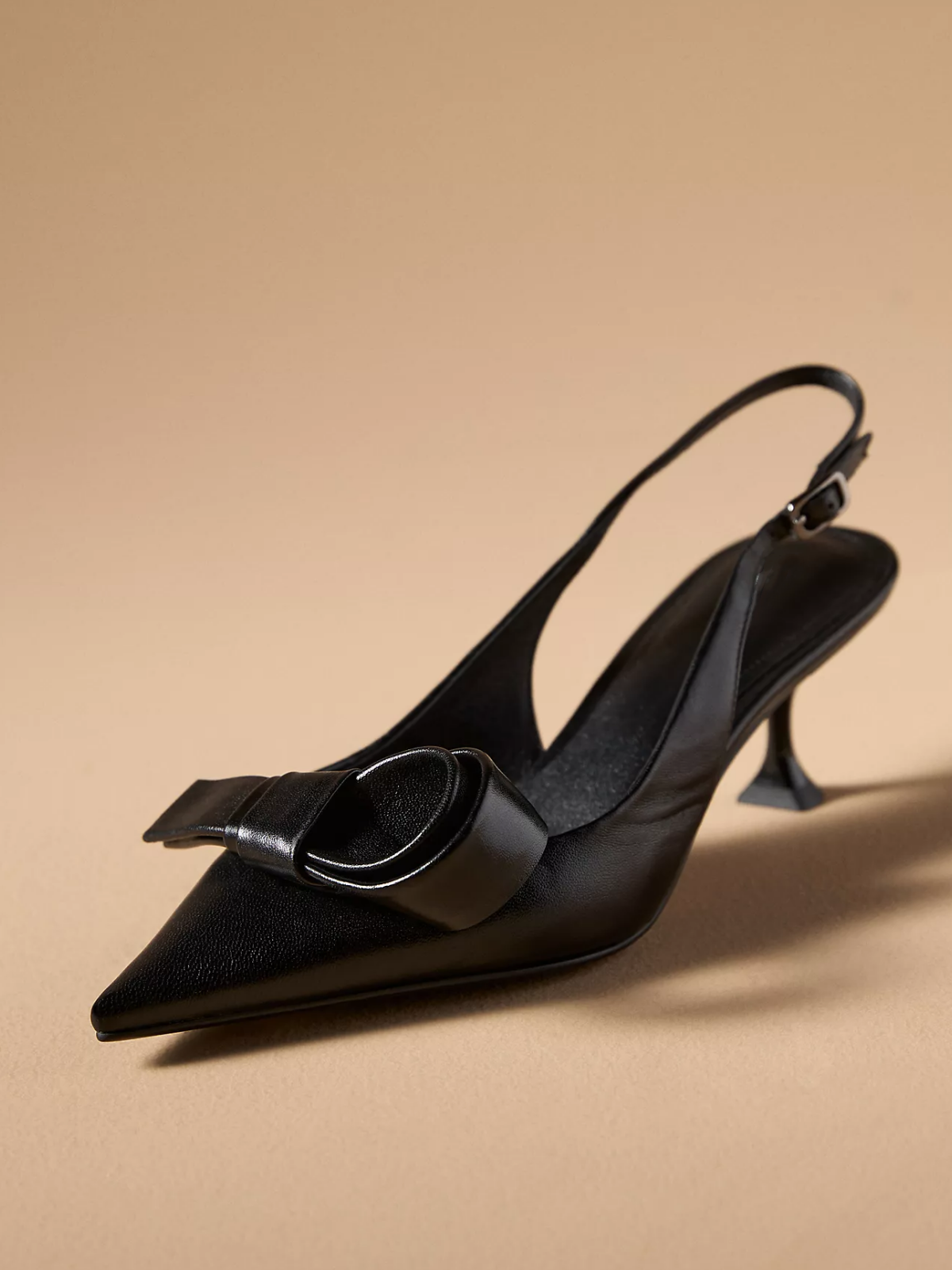 Black Pointed-Toe Slingback Kont Pump High Heels