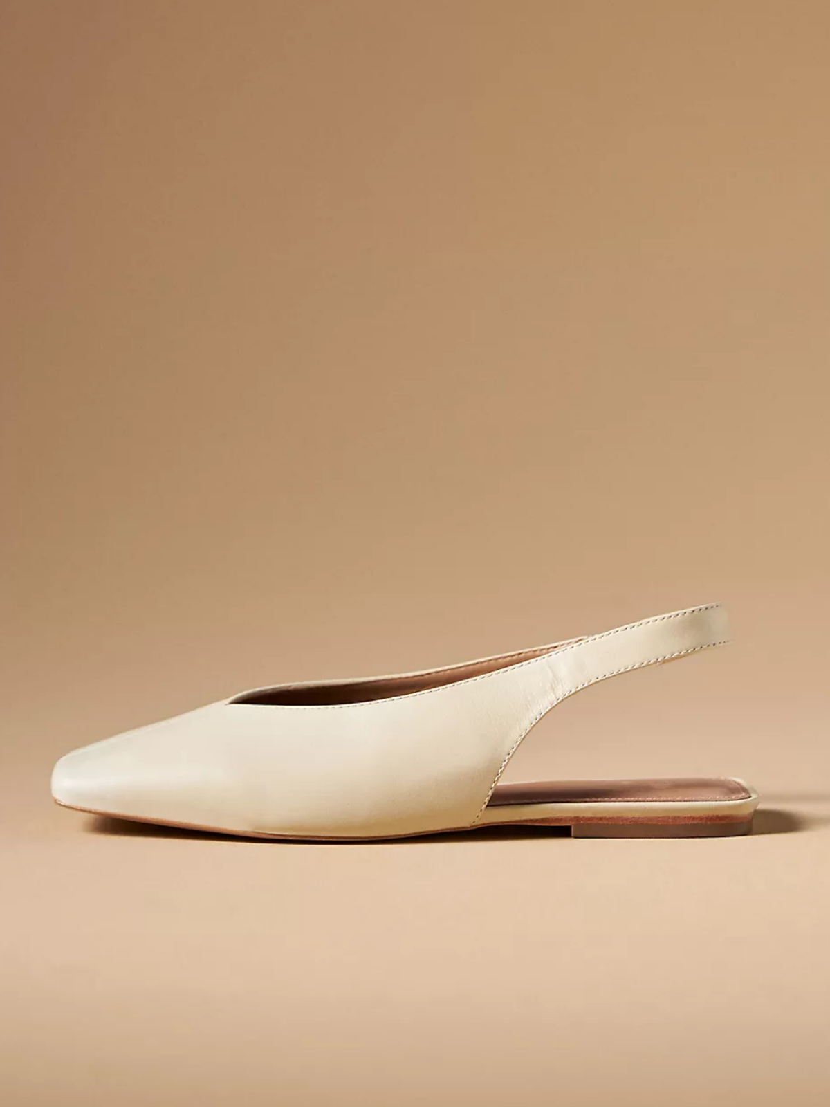 Ivory Square Toe Flats Slingbacks With Back Strap