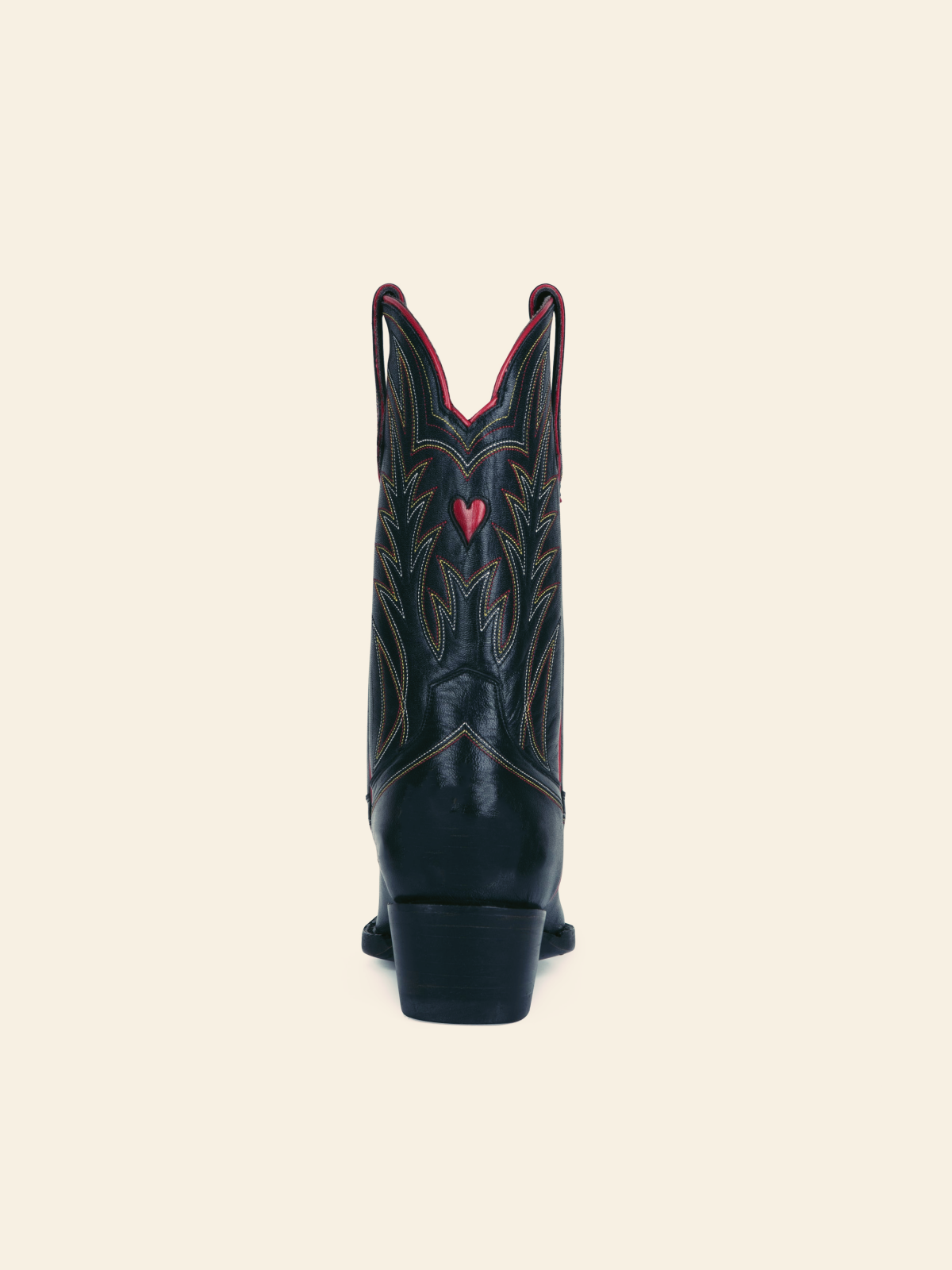 Black Heart Inlay Embroidery Snip-Toe Wide Calf Cowgirl Boots