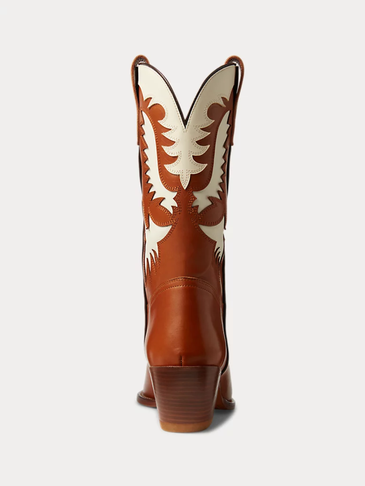 Tan Almond-Toe Cream Wings Inlay Applique Wide Mid Calf Tall Cowgirl Boots