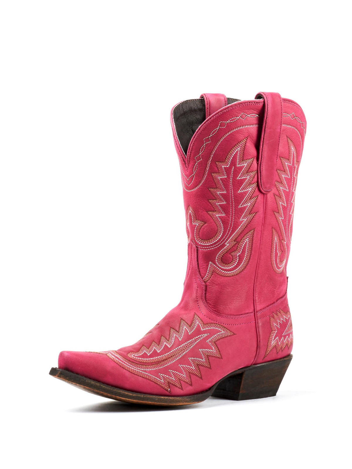 Pink Classic Snip-Toe Embroidery Wide Mid Calf Cowgirl Boots