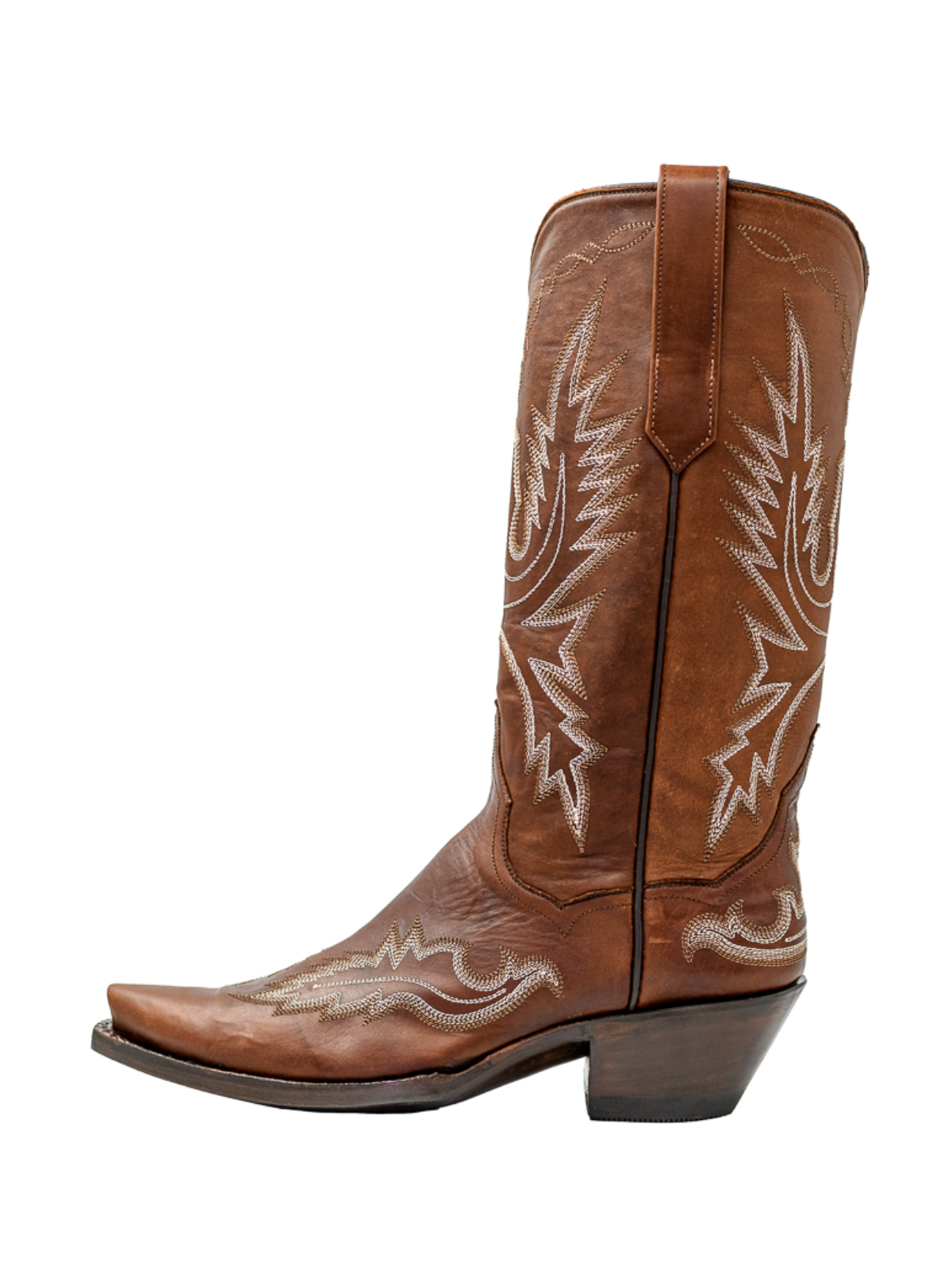 Snip-Toe Classic Embroidery Wide Mid Calf Tall Cowgirl Boots - Brown