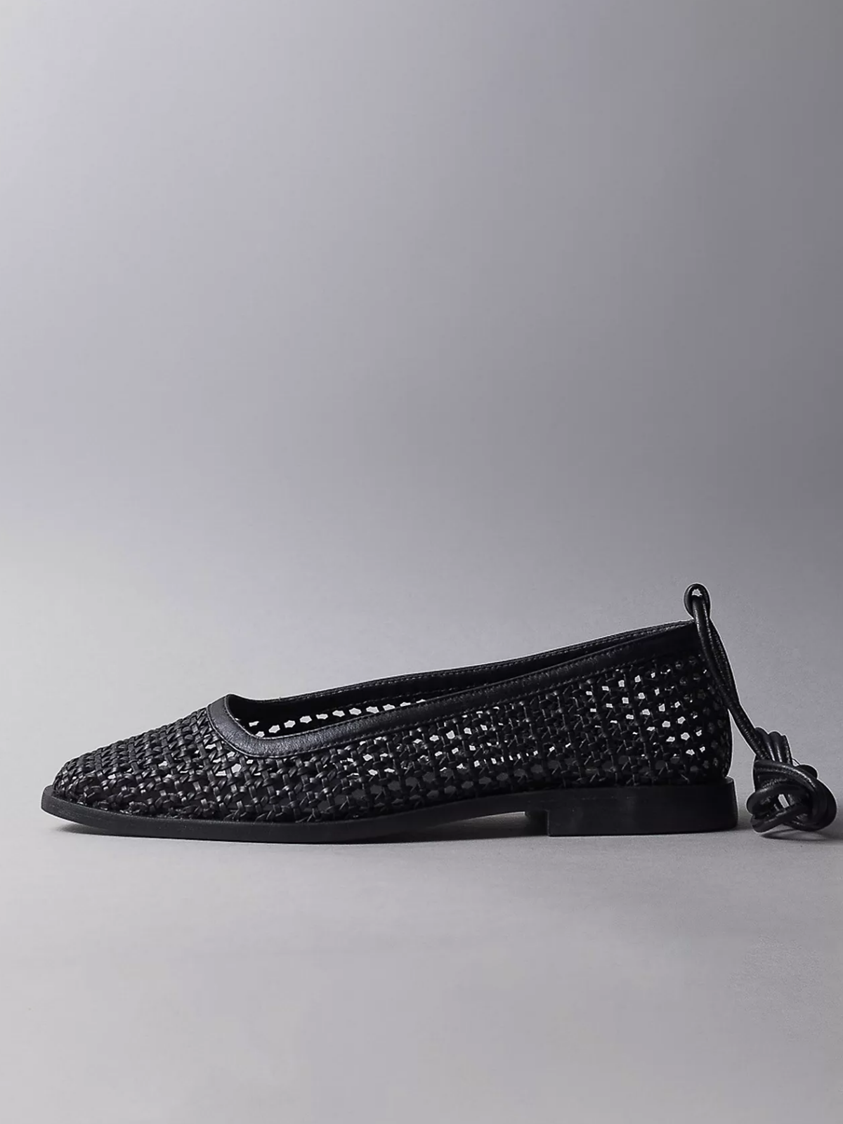 Ballet String Black Vegan Leather Woven Square-Toe Back String Ballet Flats – Fuchsia ...