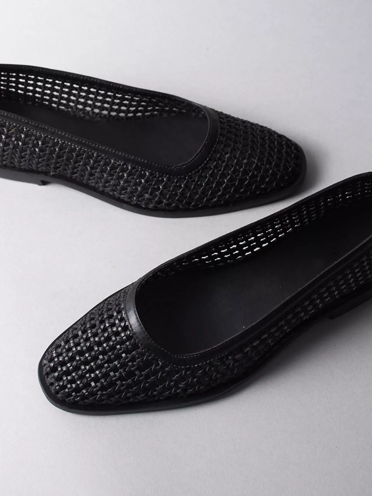 Ballet String Black Vegan Leather Woven Square-Toe Back String Ballet Flats – Fuchsia ...