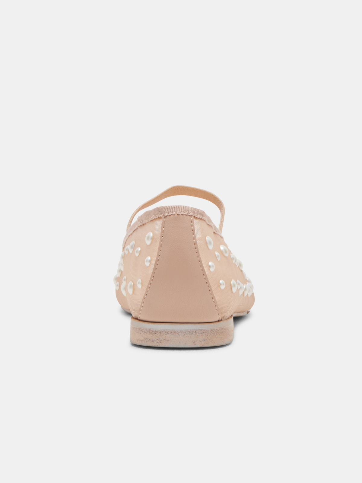 Blush Pink Bow Pearl Semi-Transparent Mesh Ballet Flats Mary Janes