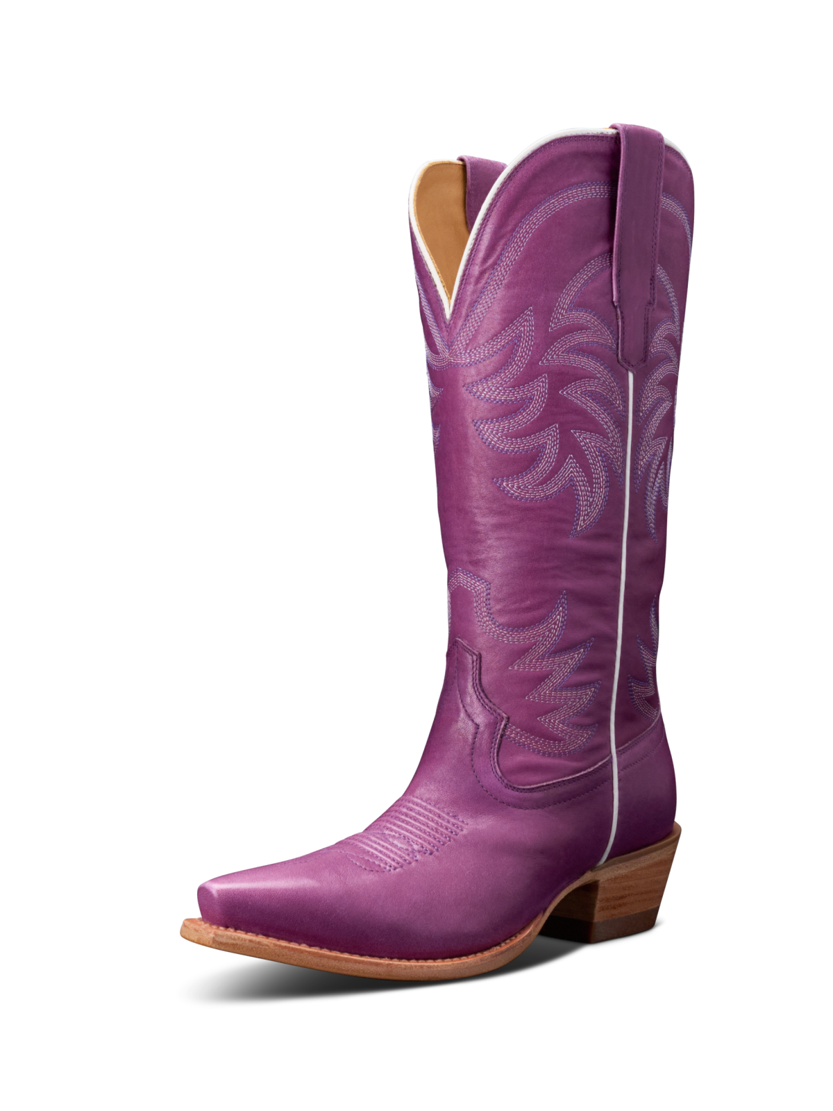 Violet Embroidery Snip-Toe Wide Mid Calf Tall Western Boots For Women