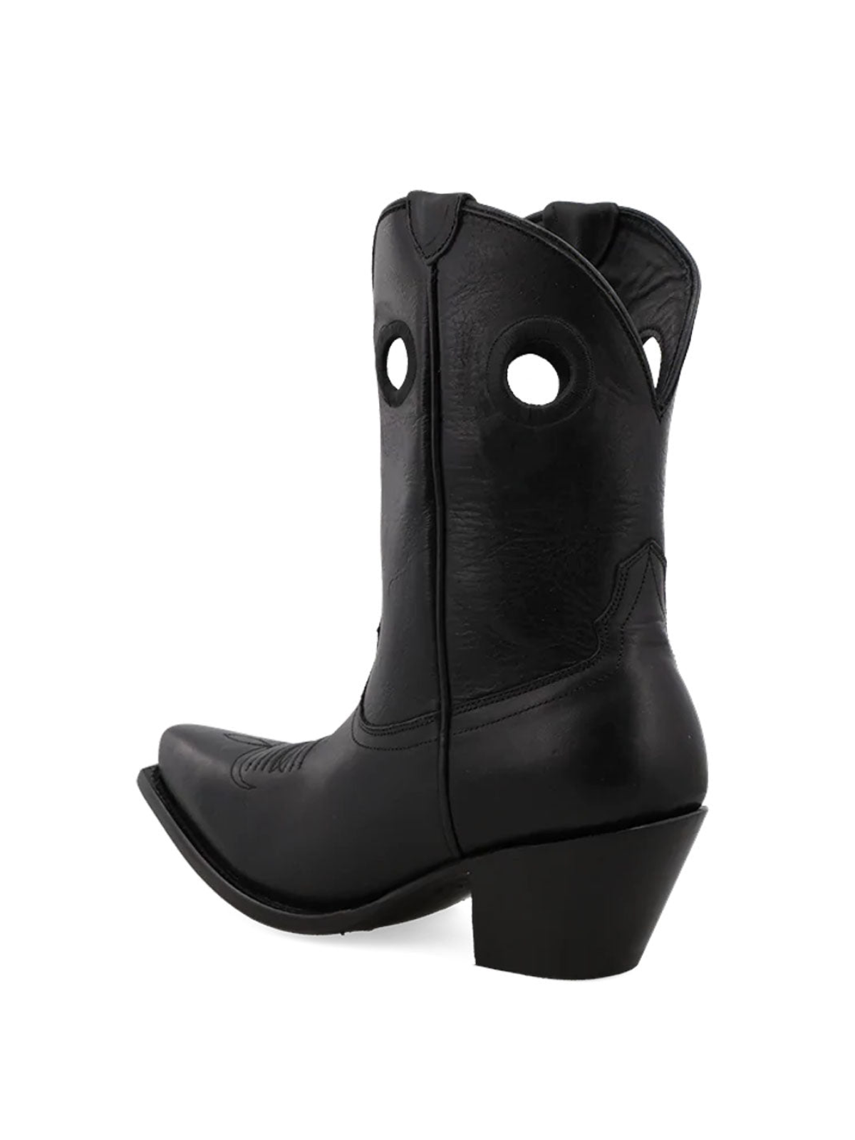 Black Snip-Toe Cutout Wide Mid Calf Cowgirl Boots