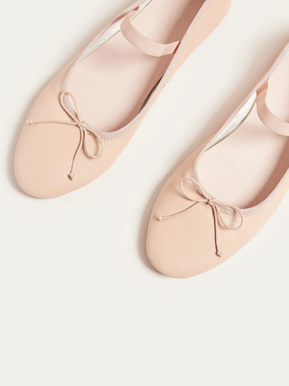 Blush Pink Bow Detail Vegan Leather Ballet Flats Mary Janes