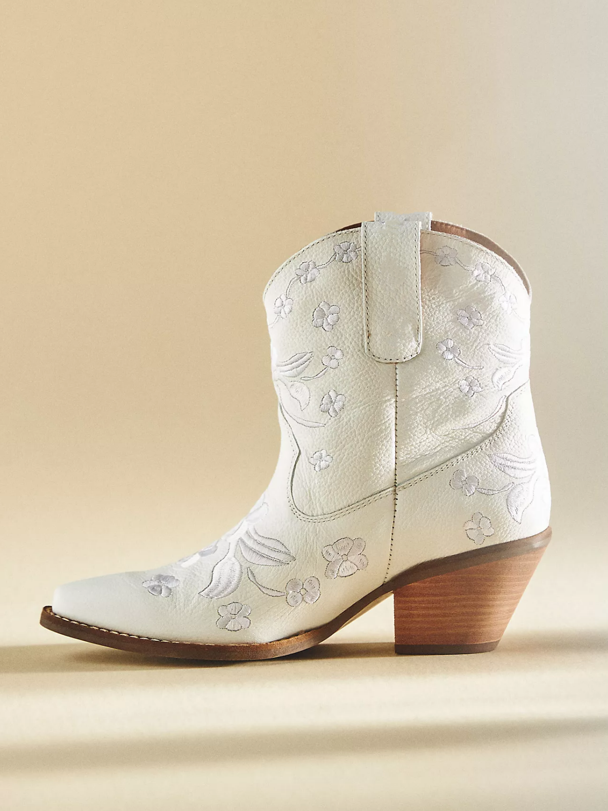 Colorful Floral Embroidery Snip-Toe Ankle Booties - White – Fuchsia Boots