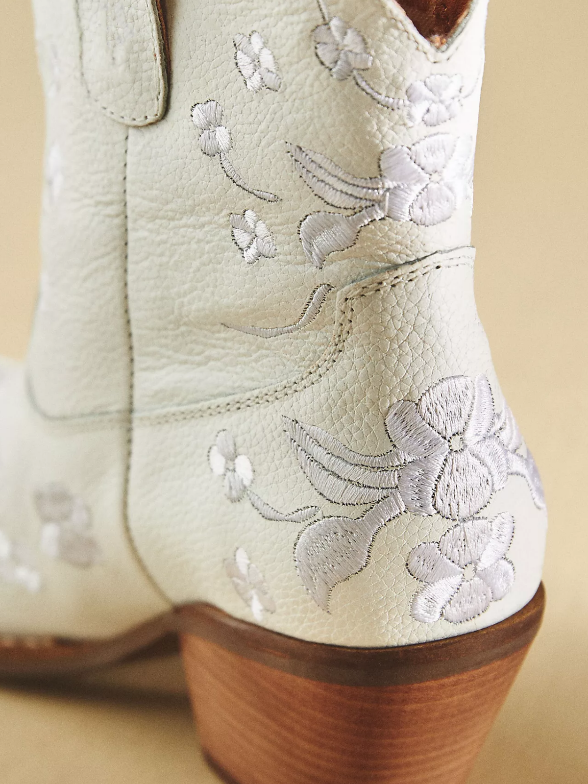 Colorful Floral Embroidery Snip-Toe Ankle Booties - White