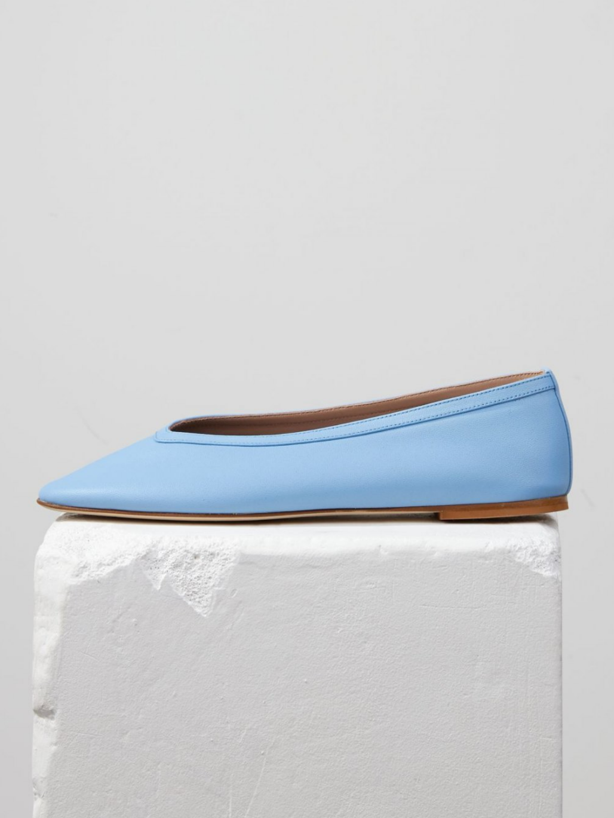 Blue Vegan Leather Square Toe Slip-On Ballet Flats